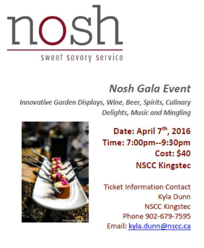 NOSH Gala Event at NSCC Kingstec Campus, Kentville (April 7, 2016 7pm)