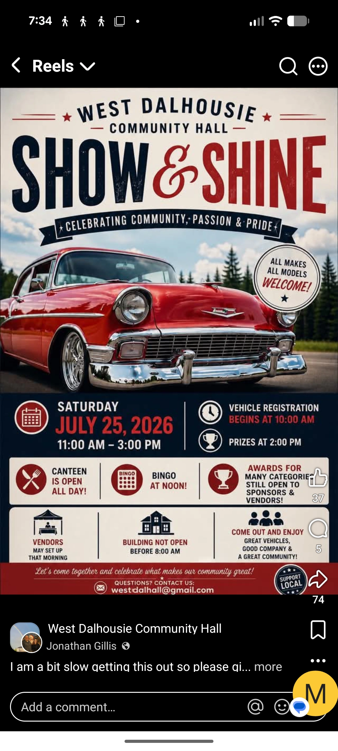 Show & Shine at Community Hall, West Dalhousie (July 25, 2026 11am