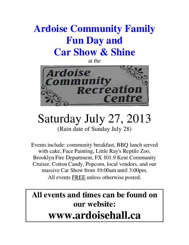Community Family Fun Day at Ardoise Community Recreation Centre