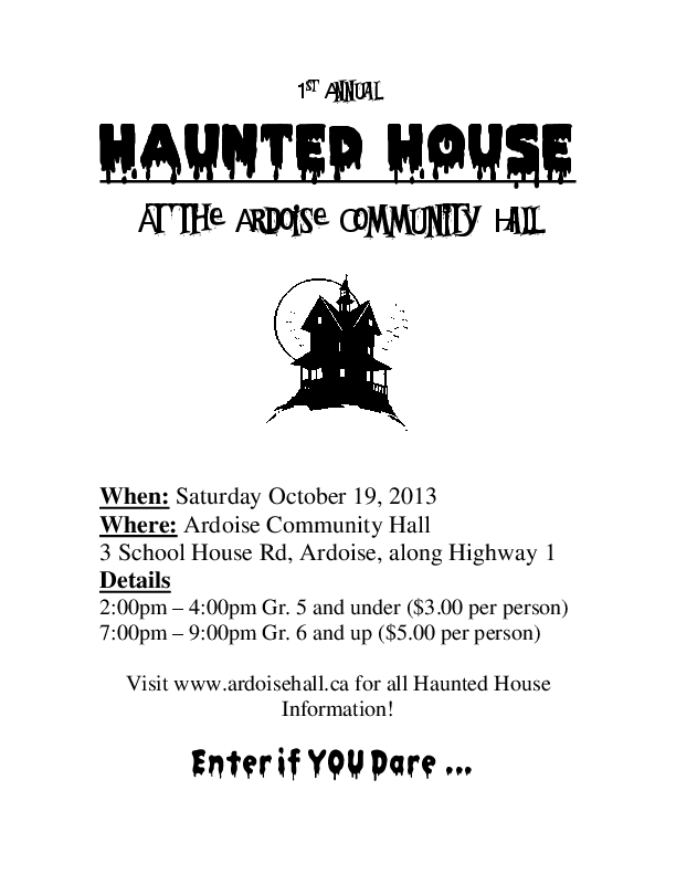 Haunted Hall at Ardoise Community Recreation Centre, Ardoise (October