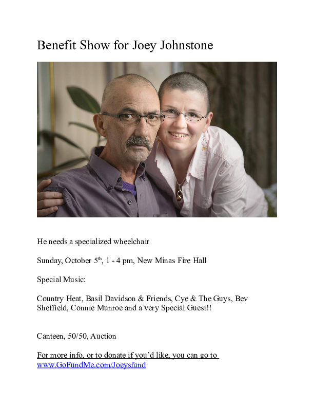 Benefit Show for Joey Johnstone at Fire Hall, New Minas (October 5