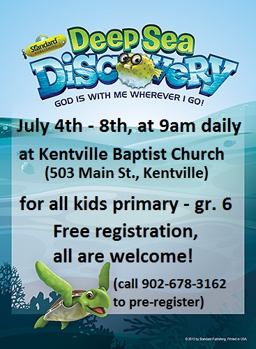 Deep Sea Discovery At United Baptist Church Kentville July 4 16 9am