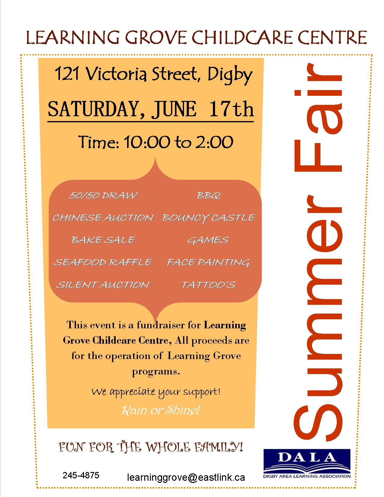 Summer Fair at Learning Grove Childcare Centre, Digby (June 17, 2017 10am)