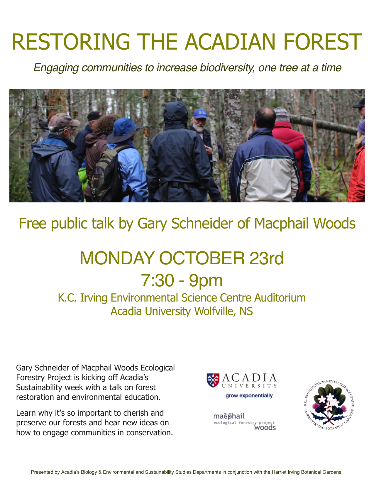 Restoring the Acadian Forest at K.C. Irving Environmental Science