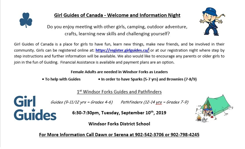 Girl Guides and Information Night at Windsor Forks District