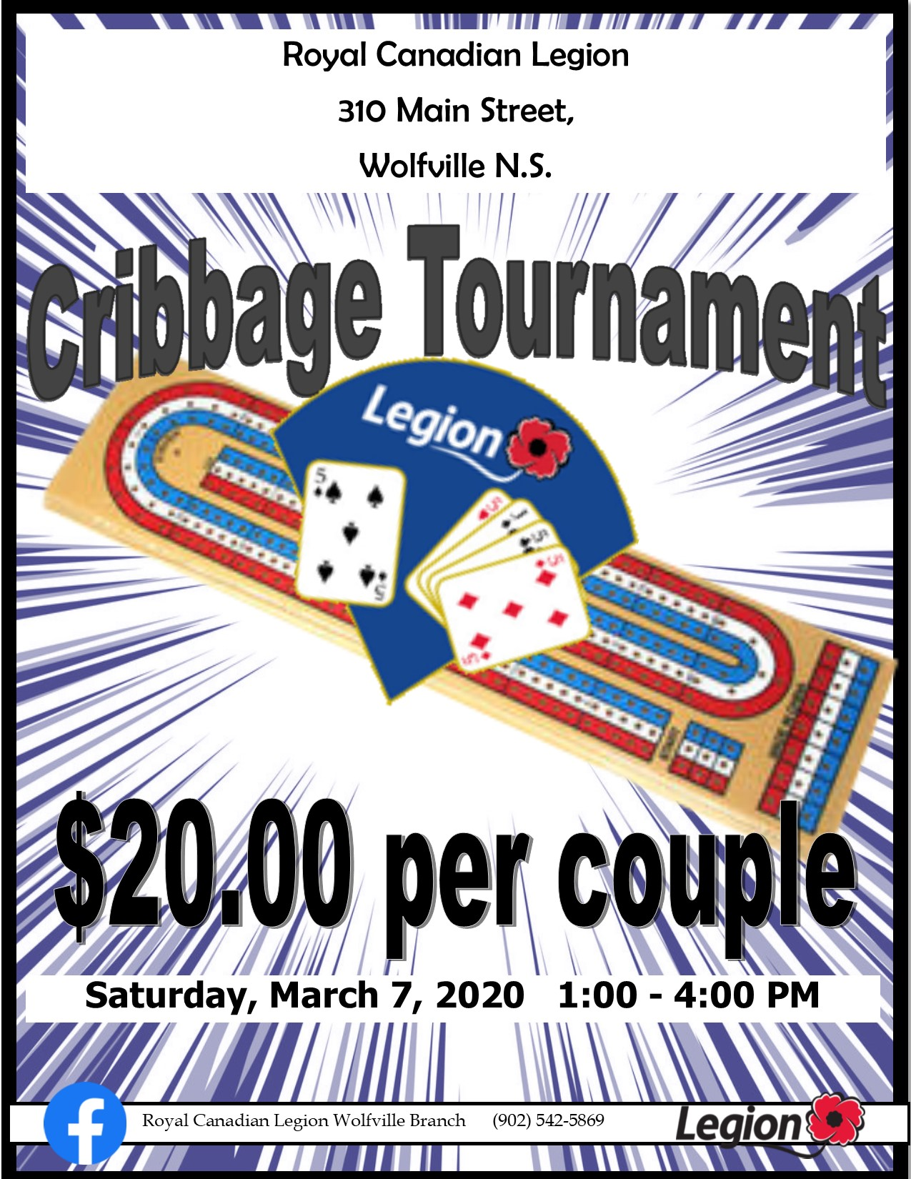 Crib Tournament at Royal Canadian Legion, Wolfville (March 7, 2020 1pm)