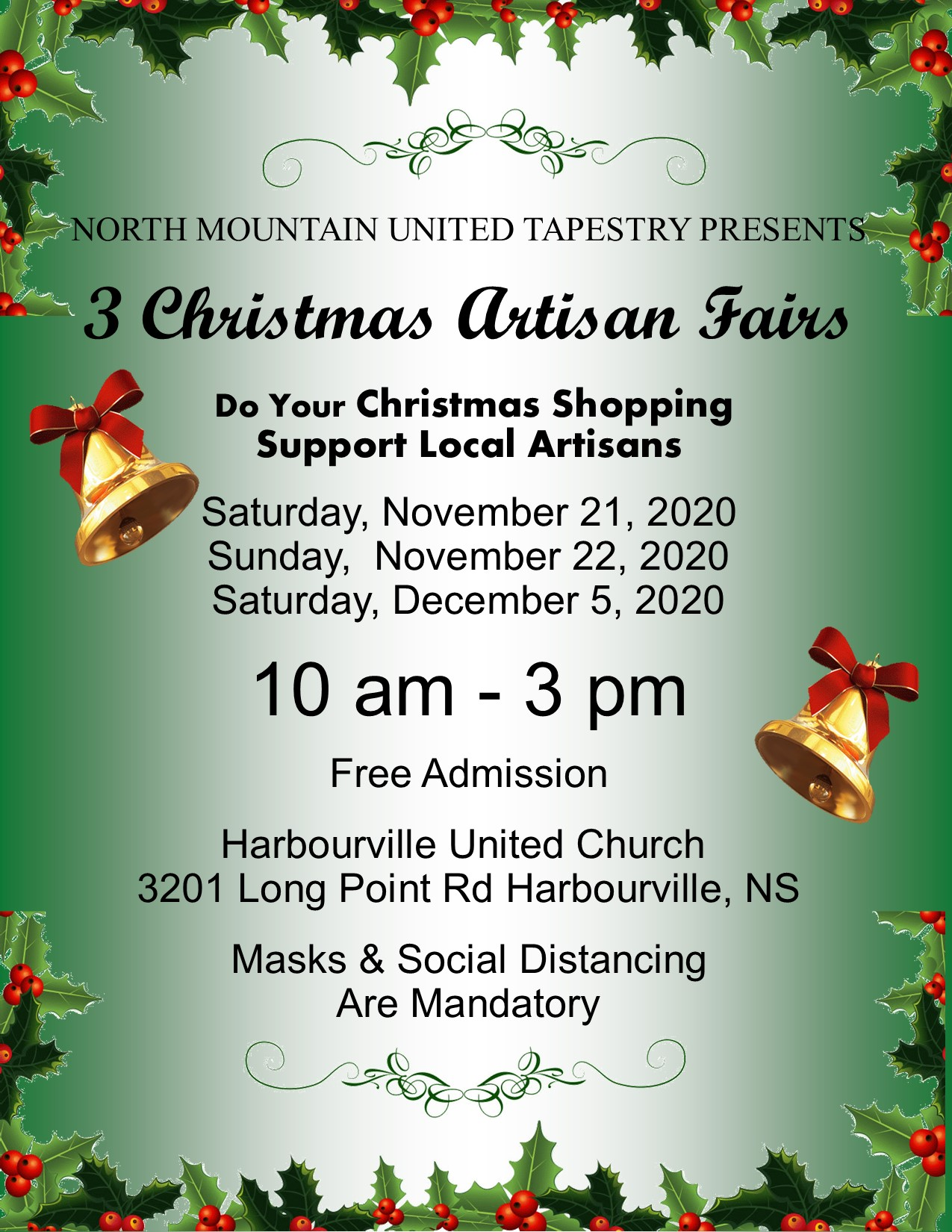 Christmas Artisan Fair at North Mountain United Tapestry, Harbourville ...