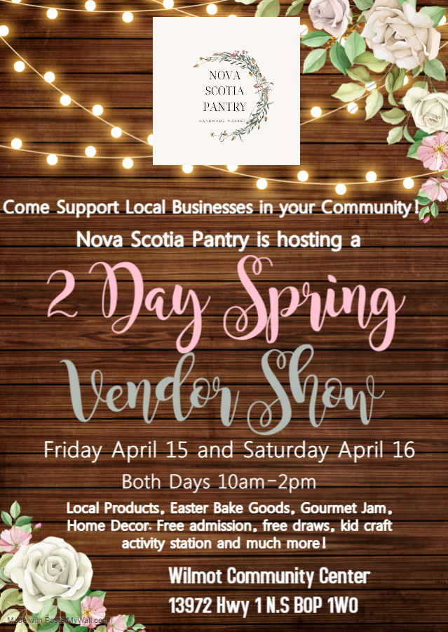Vendor Show at Wilmot Community Centre, Wilmot (April 16, 2022 10am)
