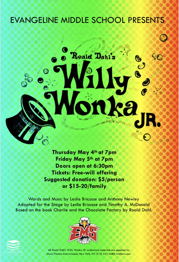 Roald Dahl's Willy Wonka Jr. at Evangeline Middle School, New Minas ...