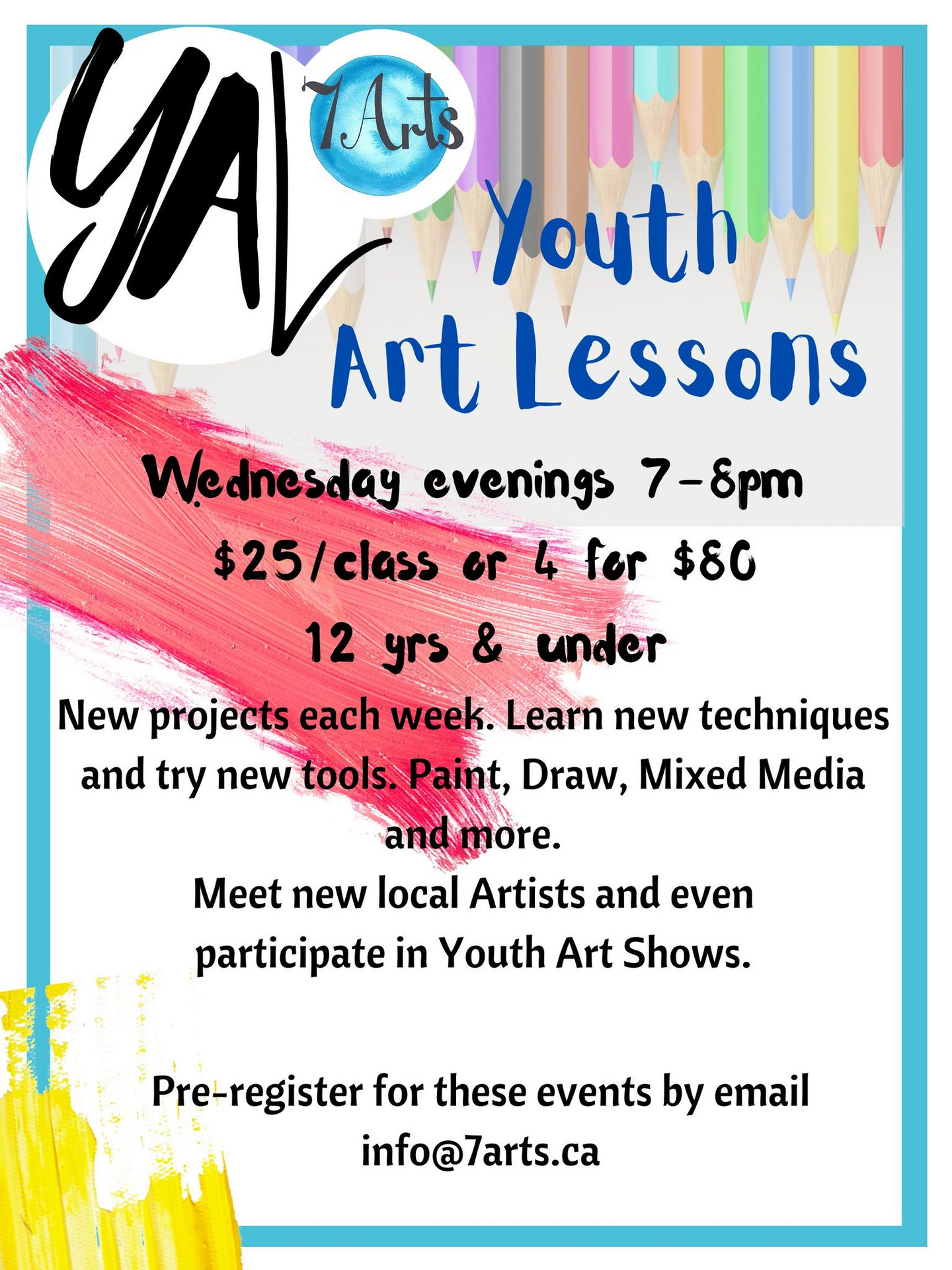 Youth Art Lessons at 7 Arts, Greenwood (June 7, 2023 7pm)