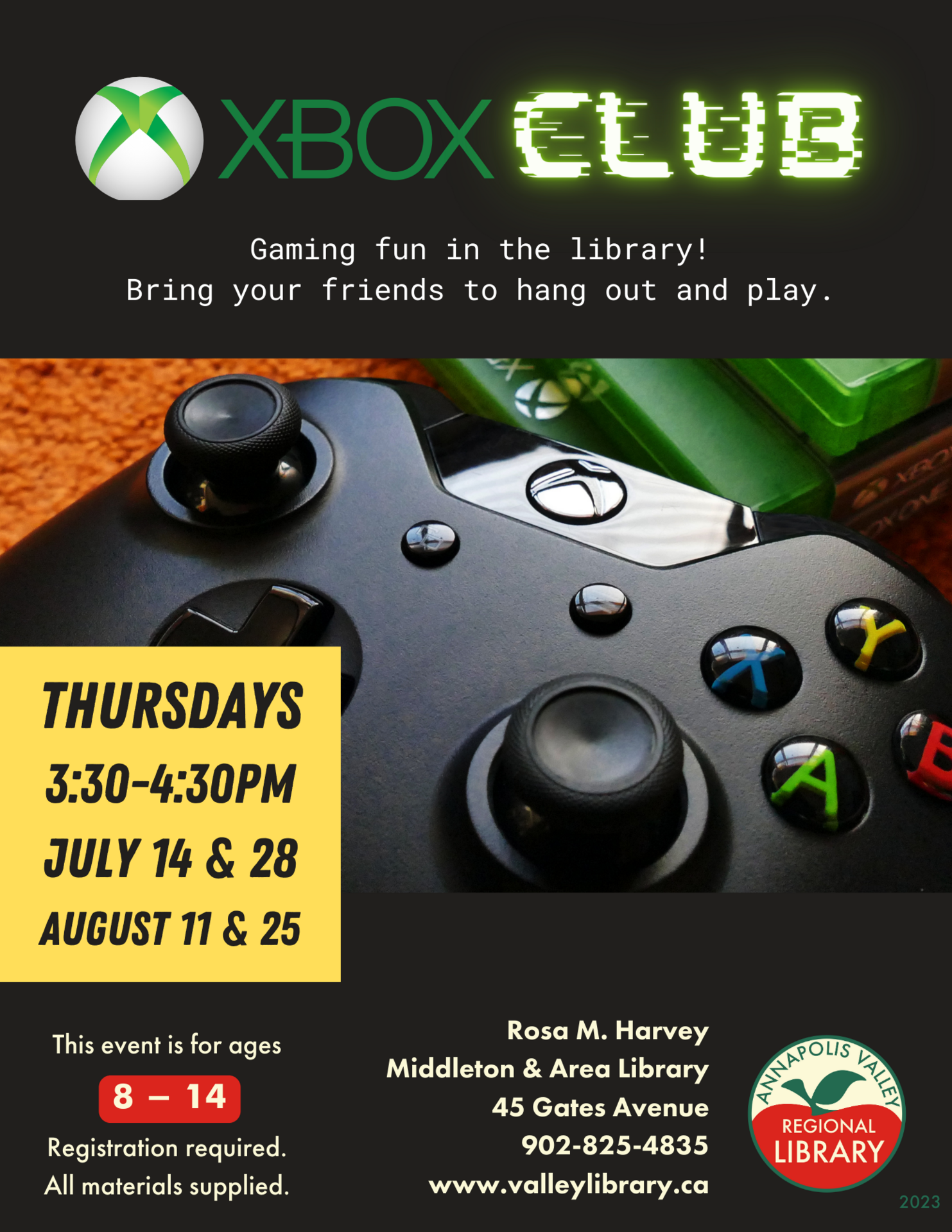 Xbox Club at Rosa M. Harvey Middleton & Area Library, Middleton (July
