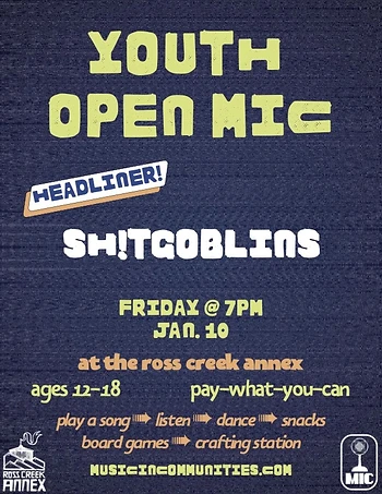 Poster for Youth Open Mic