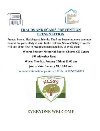 Poster for Fraud and Scams Prevention Presentation