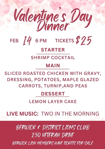 Poster for Valentine's Day Dinner
