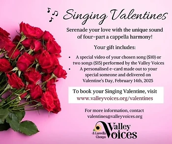 Poster for Singing Valentine by Valley Voices Chorous