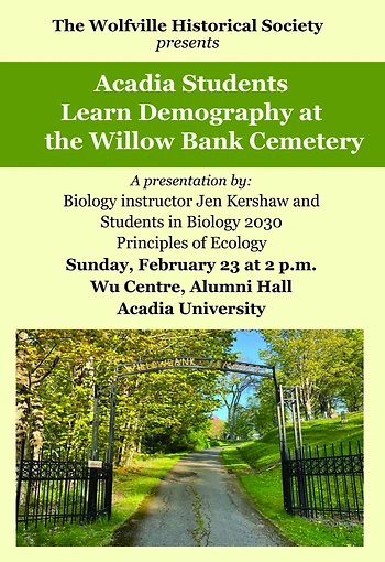 Poster for Acadia Students Learn Demography at Willow Bank Cemetery