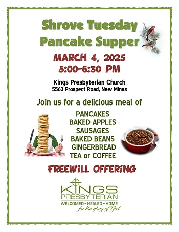 Poster for Shrove Tuesday Pancake Supper