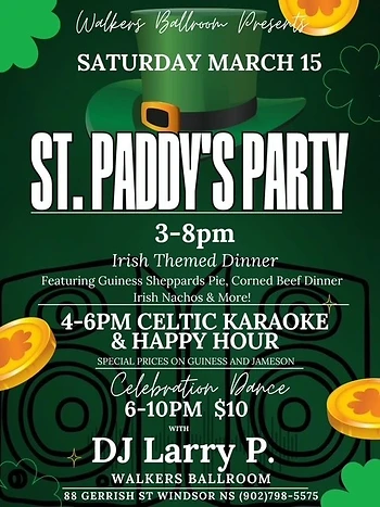 Poster for St. Patrick’s Dance Party with DJ Larry P!