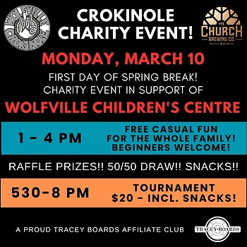 Poster for Crokinole Day for Charity