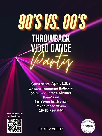 Poster for 90's vs 00's Video Dance Party