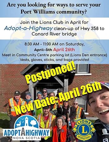Poster for Adopt a Highway Cleanup Port Williams