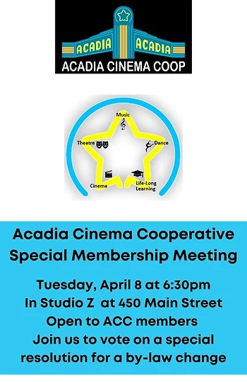 Poster for Acadia Cinema Cooperative Membership