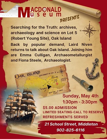 Poster for Searching for the Truth: Archives, Archaeology, and Science on Lot 5, Oak Island