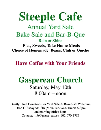 Poster for Steeple Cafe Yard Sale