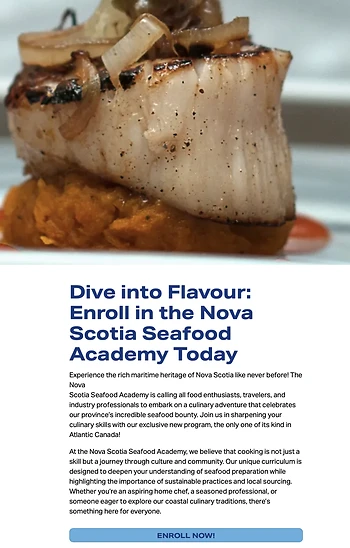 Poster for Nova Scotia Seafood Academy - Mastering Seafood