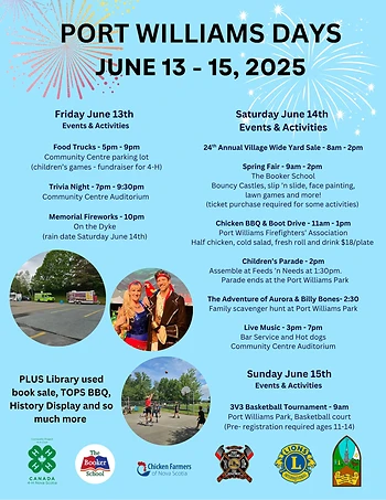 Poster for Port Williams Days Memorial Fireworks