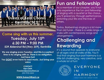 Poster for Dukes of Kent Barbershop Chorus