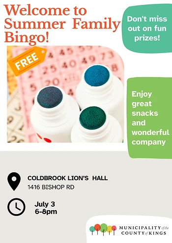 Poster for Welcome to Family Summer Bingo
