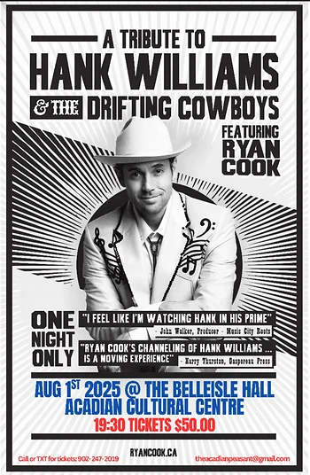 Poster for A Tribute to Hank Williams with Ryan Cook