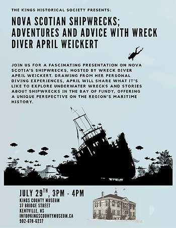 Poster for Nova Scotian Ship Wrecks; Adventures and Advice with Wreck Diver April Weickert