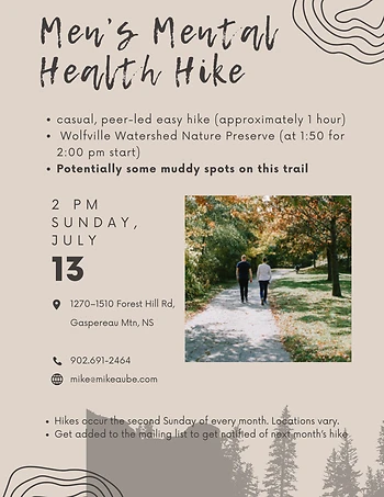 Poster for Men's Mental Health Hike