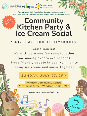 Poster for Community Kitchen Party and Ice Cream Social