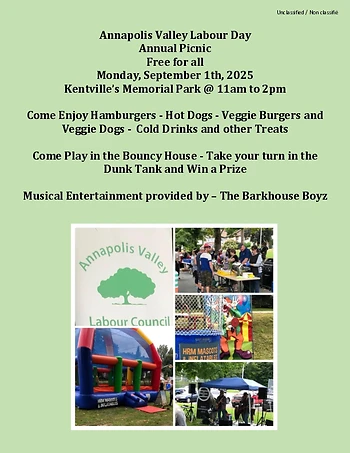 Poster for Annapolis Valley Labour Council's Labour Day Picnic