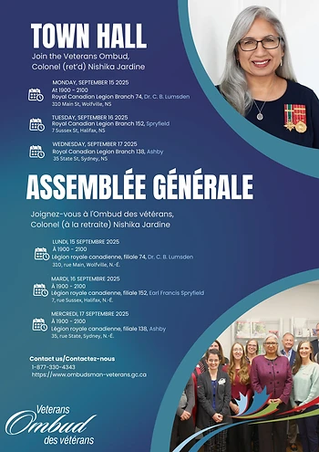 Poster for Veteran Ombud Town Hall (Veteran CAF, RCMP,...)