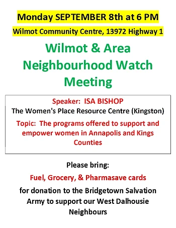 Poster for Wilmot & Area Neighbourhood Watch Meeting
