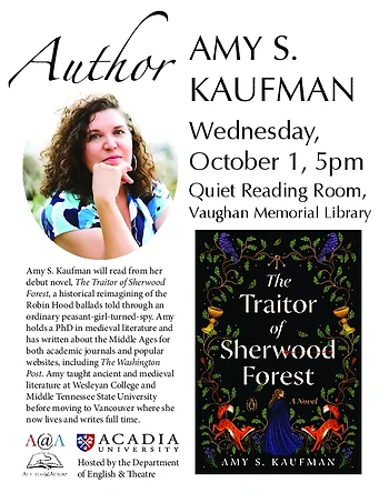 Poster for Authors @ Acadia: Amy S. Kaufman
