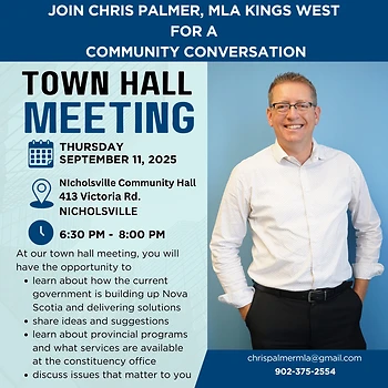 Poster for Town Hall with MLA Chris Palmer