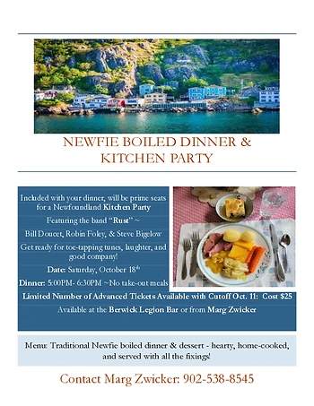 Poster for Newfie Boiled Dinner & Kitchen Party