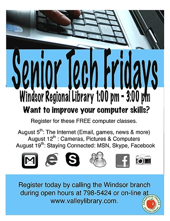 Poster for Senior Tech Friday - Email and the Internet