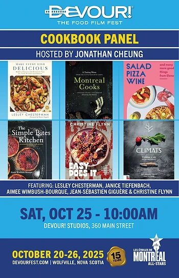 Poster for Devour! Cookbook Panel hosted by Jonathan Cheung