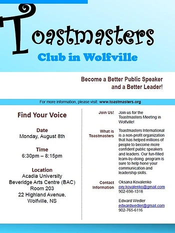 Poster for Toastmasters Meeting
