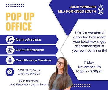 Poster for MLA for Kings South Pop up Office