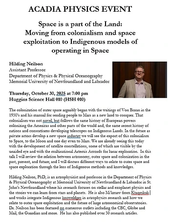 Poster for Astronomy Talk- Acadia Physics