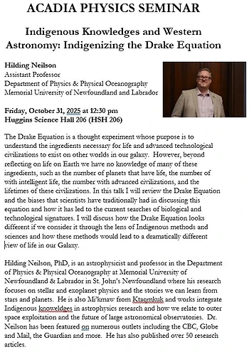 Poster for Astronomy Talk- Acadia Physics