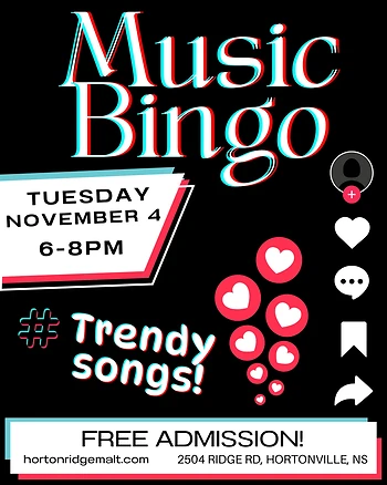 Poster for Music Bingo