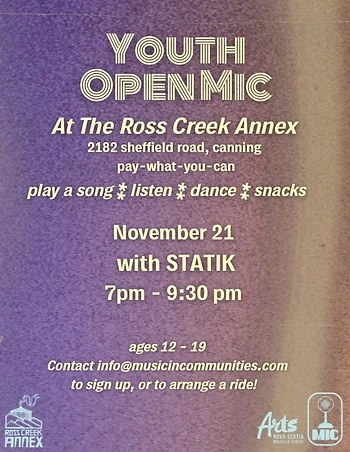 Poster for Youth Open Mic featuring Statik